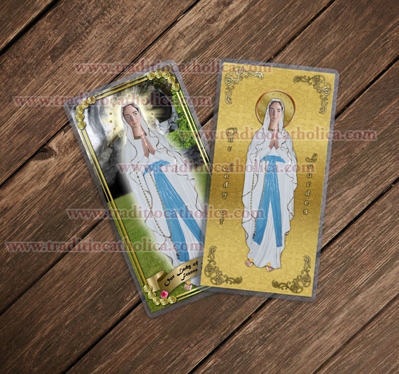 Our Lady of Lourdes Laminated Catholic Holy Prayer Cards. Our - Etsy