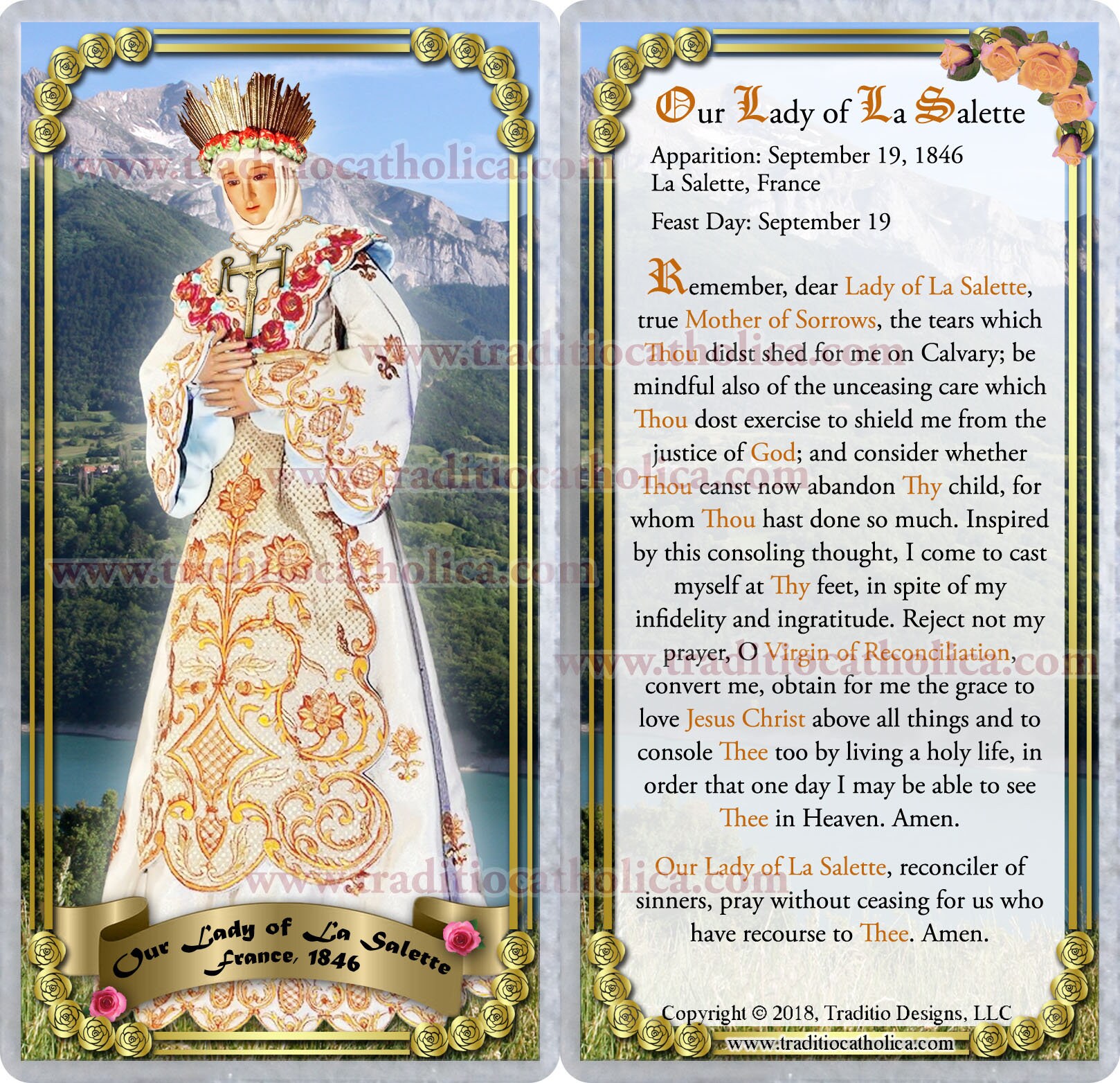 Our Lady of La Salette Laminated Catholic Holy Prayer Cards. Etsy