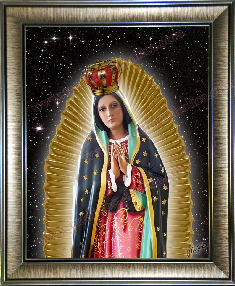 Our Lady of Guadalupe Mexico Statue and tilma prints size Etsy