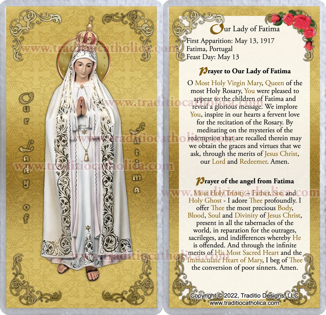 Our Lady of Fatima Laminated Catholic Holy Card. Statue of - Etsy