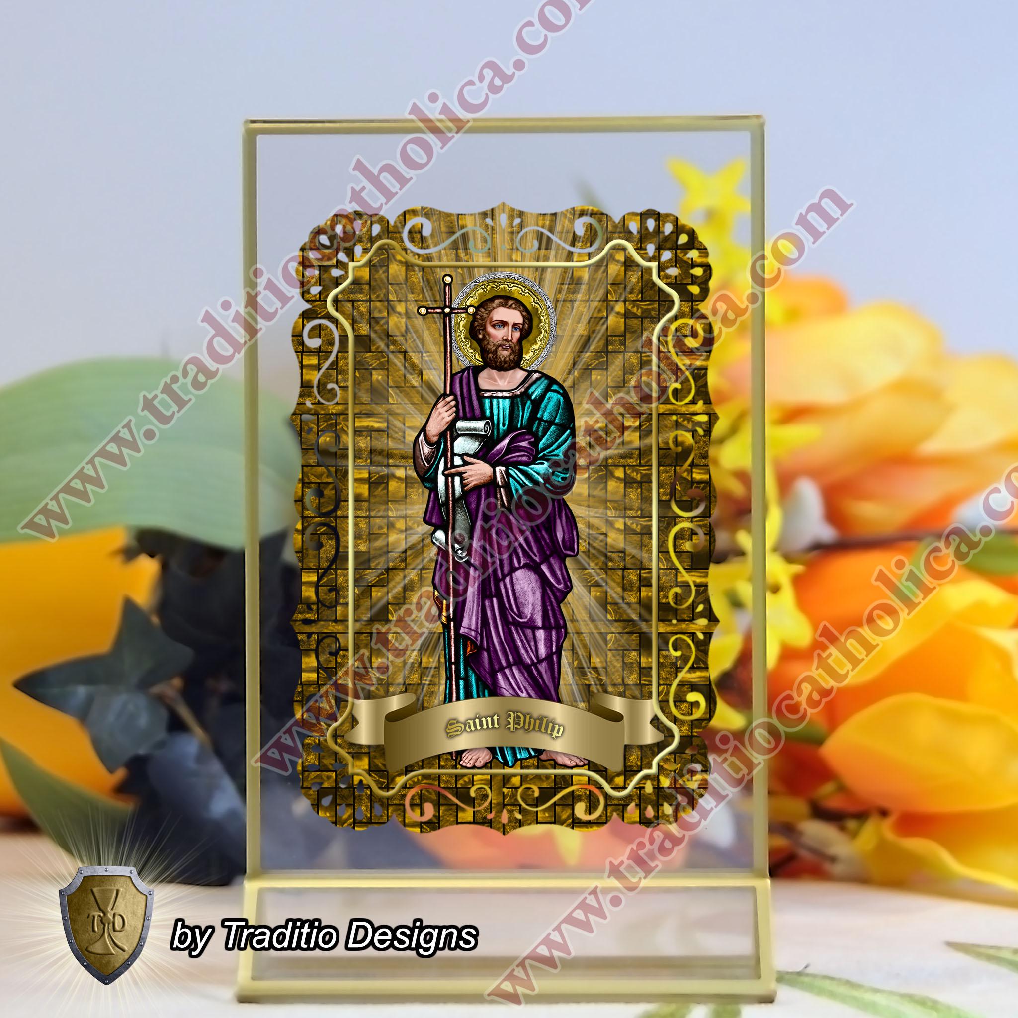 Saint Philip the Apostle Catholic Holy Prayer Cards. St. Philip Stained ...