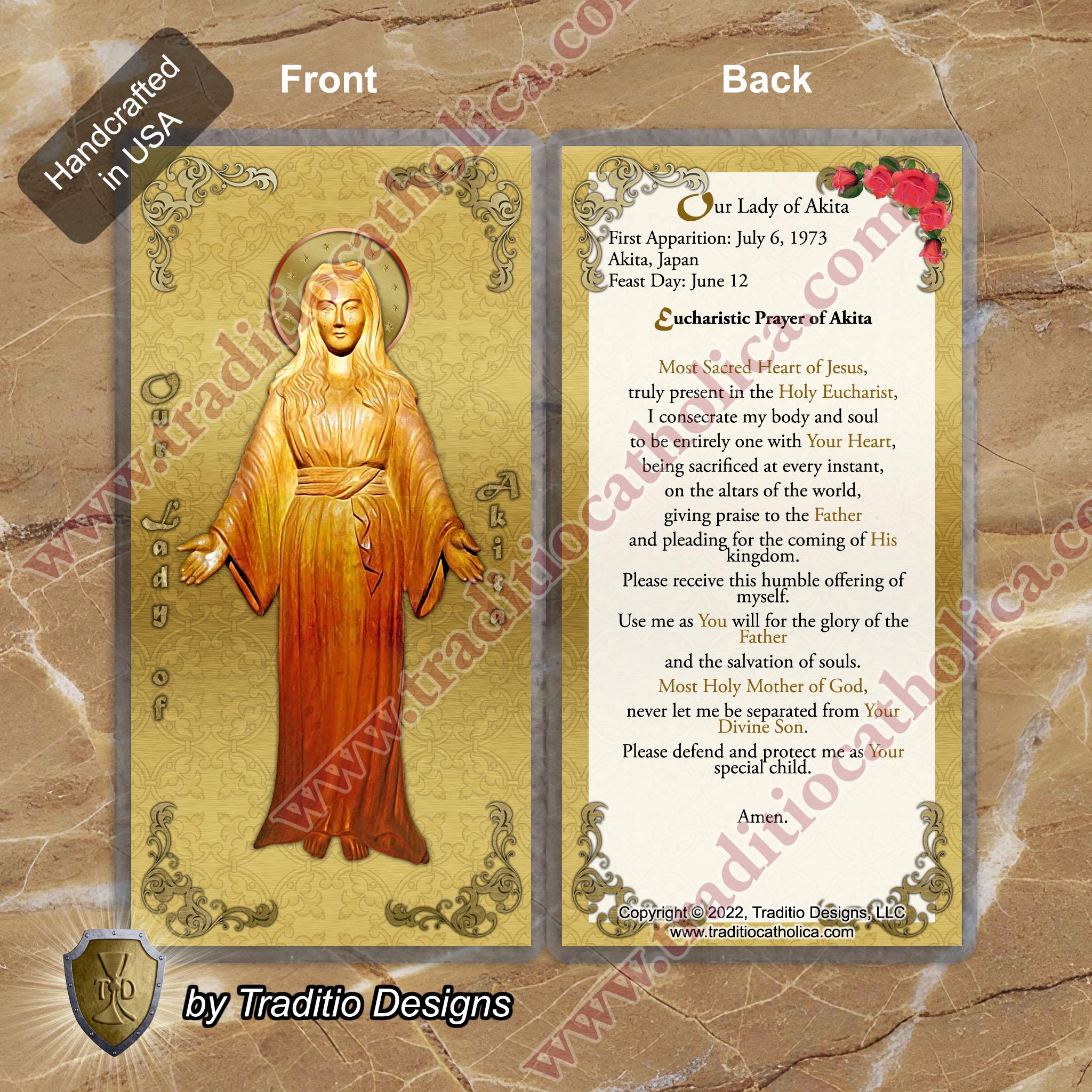 Our Lady of Akita Laminated Holy Prayer Cards. Our Lady of Akita Statue ...