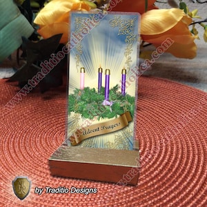 Advent Wreath traditional Catholic holy prayer card. Heaven Collection. 5mil thickness Card with base