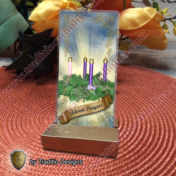 Advent Wreath traditional Catholic holy prayer card. Heaven Collection. 5mil thickness