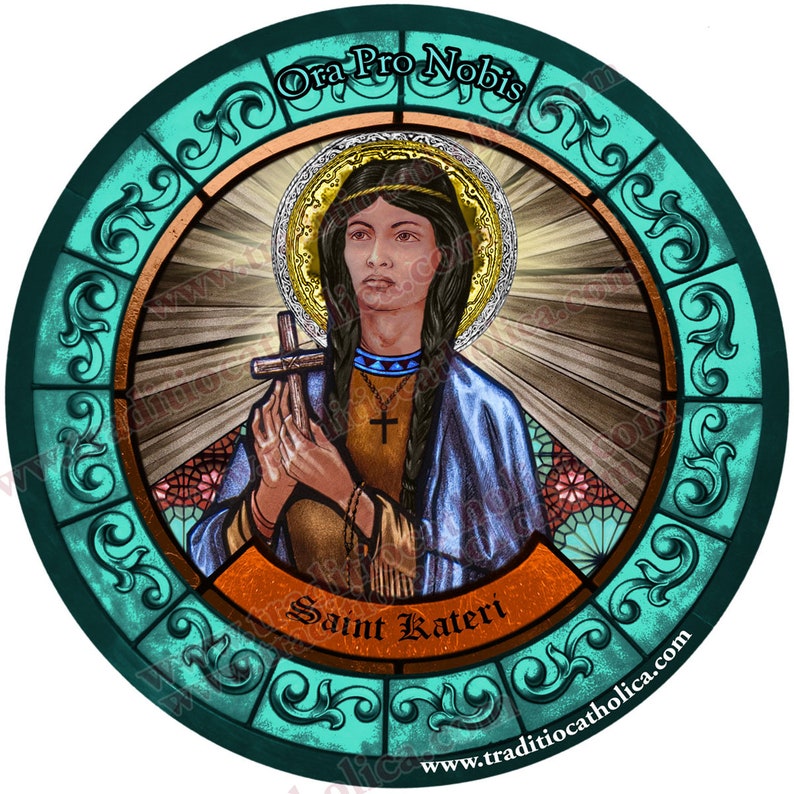 Saint St. Kateri Tekakwitha patron of North America Stained Etsy
