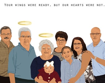 12 People Custom memorial portrait photo merge ,Digital Portrait from picture  ,loved ones, memorial gift, personalized memorial art