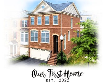 Custom House portrait  from picture -home illustration art - realtor gift -first home Gift - Personalized  Gift - housewarming gift digital