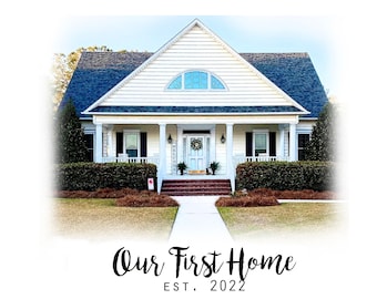 Custom House portrait  from picture -home illustration art - realtor gift -first home Gift - Personalized  Gift - housewarming gift digital