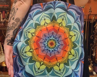 Rainbow Mandala Tote Bag | Psychedelic Festival Bag