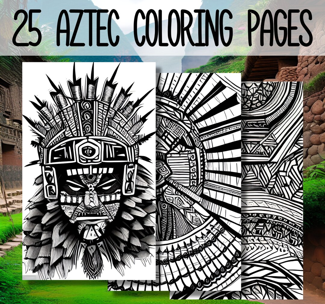 25 PRINTABLE High Detailed Aztec Style Coloring Pages - Etsy