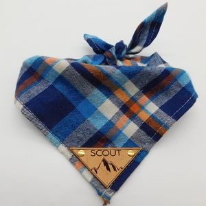 Custom Dog Bandana, Personalized Pet Bandana, Plaid Dog Scarf, Name Dog Bandana, Tie On Pet Bandana, Plaid Dog Accessory, Dog Kerchief