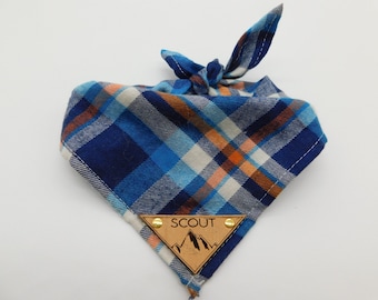 Custom Dog Bandana, Personalized Pet Bandana, Plaid Dog Scarf, Name Dog Bandana, Tie On Pet Bandana, Plaid Dog Accessory, Dog Kerchief