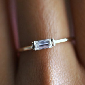GIA Diamond Baguette Ring | White Diamond Ring | Elegant Baguette Stacking Ring | Gold and Diamond Stacking Ring | Diamond Ring Model G01