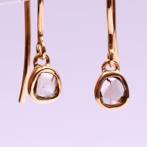 Rosenschliff Diamant Tropfen Ohrringe - Diamant Polki Baumeln Ohrringe - Scheibe Diamant Schmuck - Elegante Diamant Ohrringe für besondere Anlässe