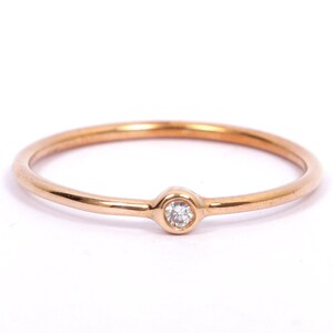 Dainty Diamond Stacking Ring - 9k/14k/18k Gold Options - Minimalist Diamond Ring for Elegant Stylings