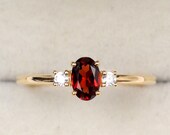 Red garnet engagement ring, garnet engagement ring, January birthstone, garnet ring, anniversary ring, promise ring, Garnet and moissanite