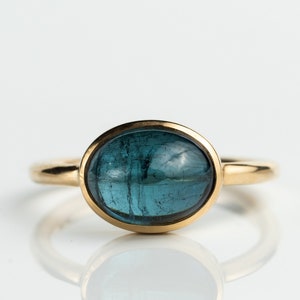 Blue tourmaline ring, tourmaline ring, Candy ring, Oval cabochon shape, Blue tourmaline ring, indicolite tourmaline ring, ready to ship sale