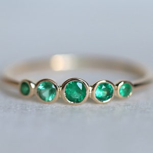 Emerald ring, Stacking ring, Emerald stacking ring, 5 stone ring, Emerald stacking ring, dainty emerald ring, dainty ring, May birthstone