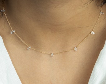 Herkimer Diamond Necklace, Raw Minimalist Necklace, Layering Necklace, Dainty Necklace, gold necklace, diamond necklace, birthday present