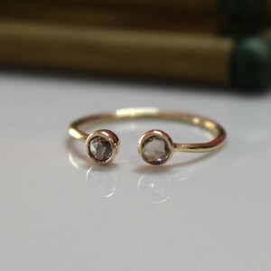 Dual rose cut diamond ring 9k/14k/18k dual rose cut diamond ring Gold dual diamond ring Dainty Diamond Ring Stacking Diamond Ring image 5