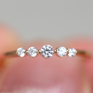 Diamond stacking ring, Thin wedding band, Half eternity ring, Stacking  diamond ring, Gift for her, Stacking ring, Dainty ring