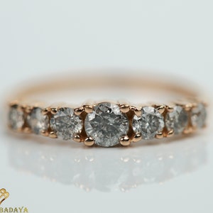 Gray Diamond Ring, Salt and Pepper Diamond Ring, Diamond Wedding Ring, Large Diamond Wedding Band, Unique Gray Diamond Wedding Ring