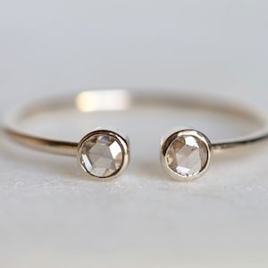 Dual rose cut diamond ring 9k/14k/18k dual rose cut diamond ring Gold dual diamond ring Dainty Diamond Ring Stacking Diamond Ring image 1