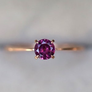 Rhodolite Garnet Ring - Pink Garnet Solitaire Engagement Ring - Stacking Ring - January Birthstone Jewelry - Handcrafted Gemstone Jewelry