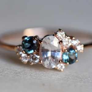 Sapphire Cluster Ring White Sapphire Engagement Ring Diamond