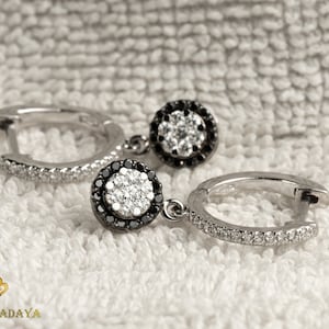 14K Solid Gold Invisible Set IGI Certified Diamond Halo Hoop Earrings, Round Diamond Illusion Halo, Elegant Gift, Elegant Diamond Hoops