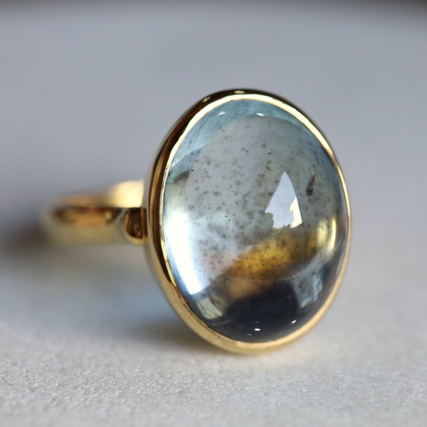 Aquamarine engagement ring, aquamarine statement ring, 15ct Aquamarine ring, March birthstone, Basic bezel set aquamarine ring in Solid Gold