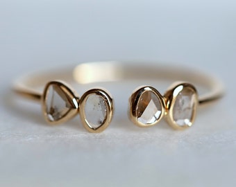 Diamond stacking ring - Slice diamond ring - Rose cut diamond ring - adjustable diamond ring - rose cut diamond stacking ring.