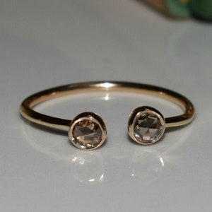 Dual rose cut diamond ring 9k/14k/18k dual rose cut diamond ring Gold dual diamond ring Dainty Diamond Ring Stacking Diamond Ring image 8