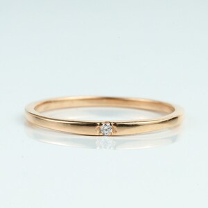Gold Diamond Stacking Ring, Thin Dainty Band, Stackable Gold Diamond Ring, Everyday Wear, Elegant Diamond Stacking Ring, Unique Gift For Her