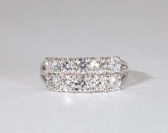 Art Deco Lab Grown Diamond Engagement Ring, 14K Gold Split Shank Band