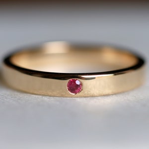 Natural Ruby wedding band, wedding ring, Ruby wedding band, 3mm gold band, Ruby stacking ring, dainty ring women, Anniversary ring