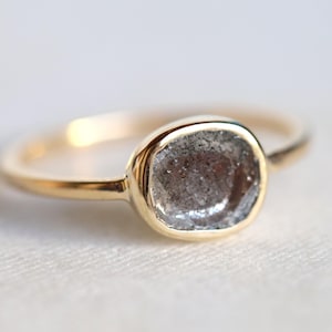 Salt And Pepper, Polki Diamond Engagement Ring | 14K Gold | US 3-9 | Grey Stone Jewelry