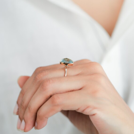 Buy 9 Carat Aquamarine Candy Ring Big Statement Ring in Solid Gold Bezel Set Aquamarine Engagement Ring March Birthstone Online in India Etsy