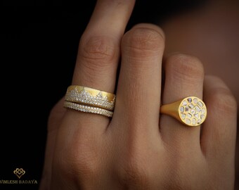 Wave Diamond Wedding Band, Pave Eternity Ring, Anniversary Gift