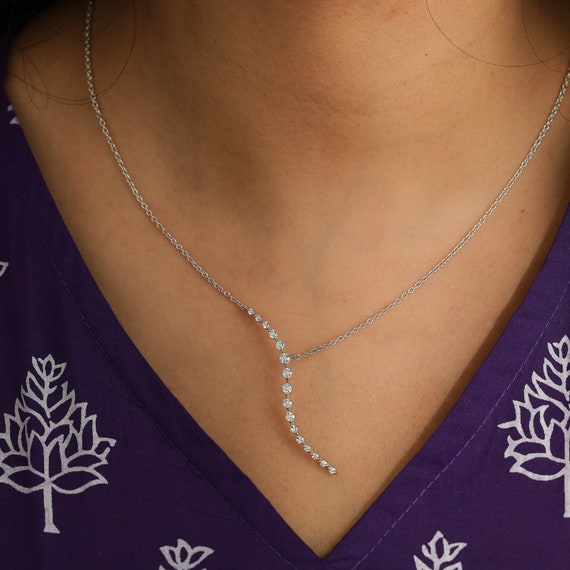 14K White Gold Diamond Necklace Dainty Minimal Necklace Elegant and  Simple Jewelry Perfect for Everyday Wear and Special Occasions