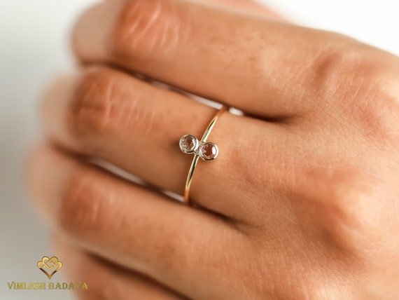 Dual Rose Cut Diamond Ring, Brown Fancy Color Diamond