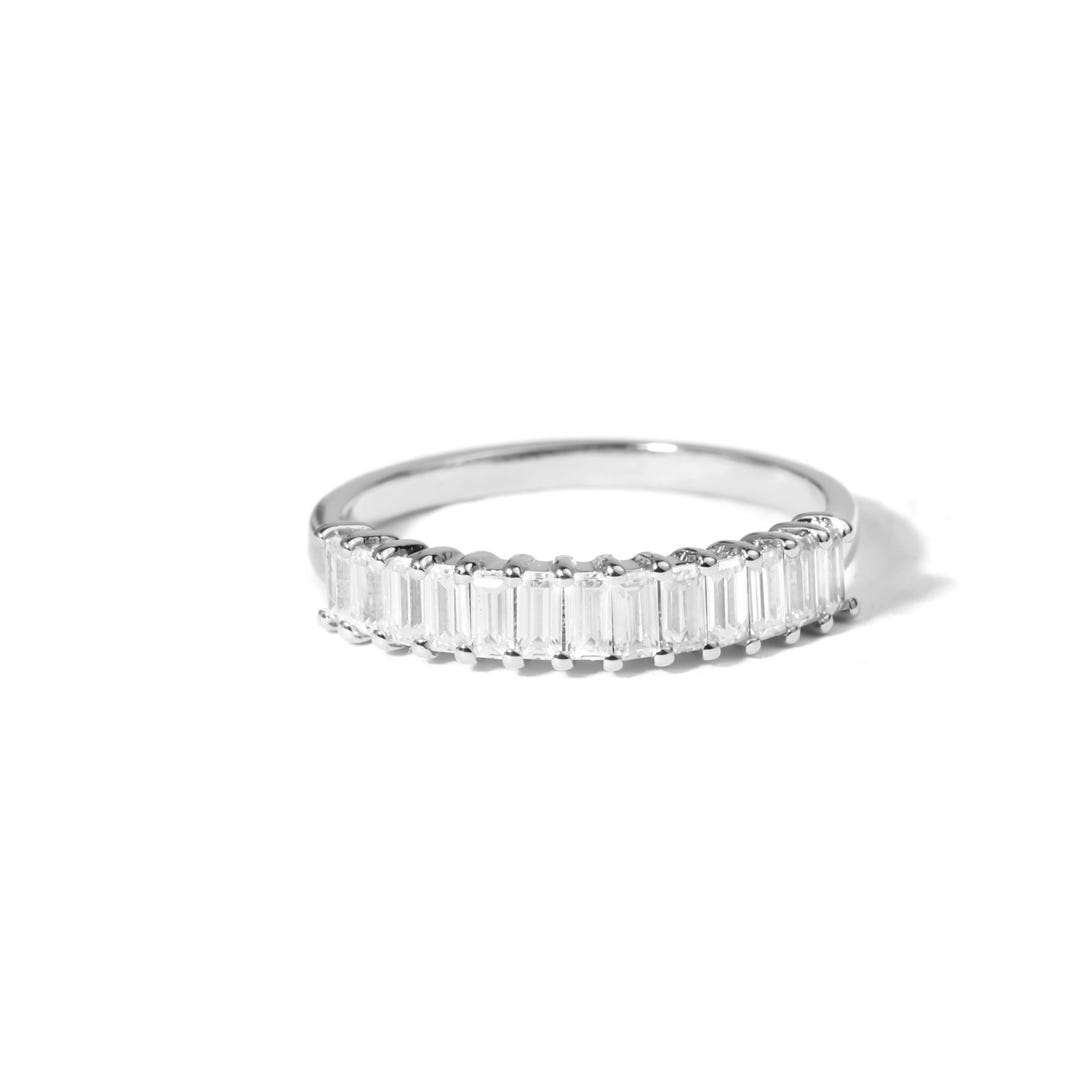 Baguette Lab Grown Diamond Wedding Band, 14k Gold Half Eternity Ring - Etsy