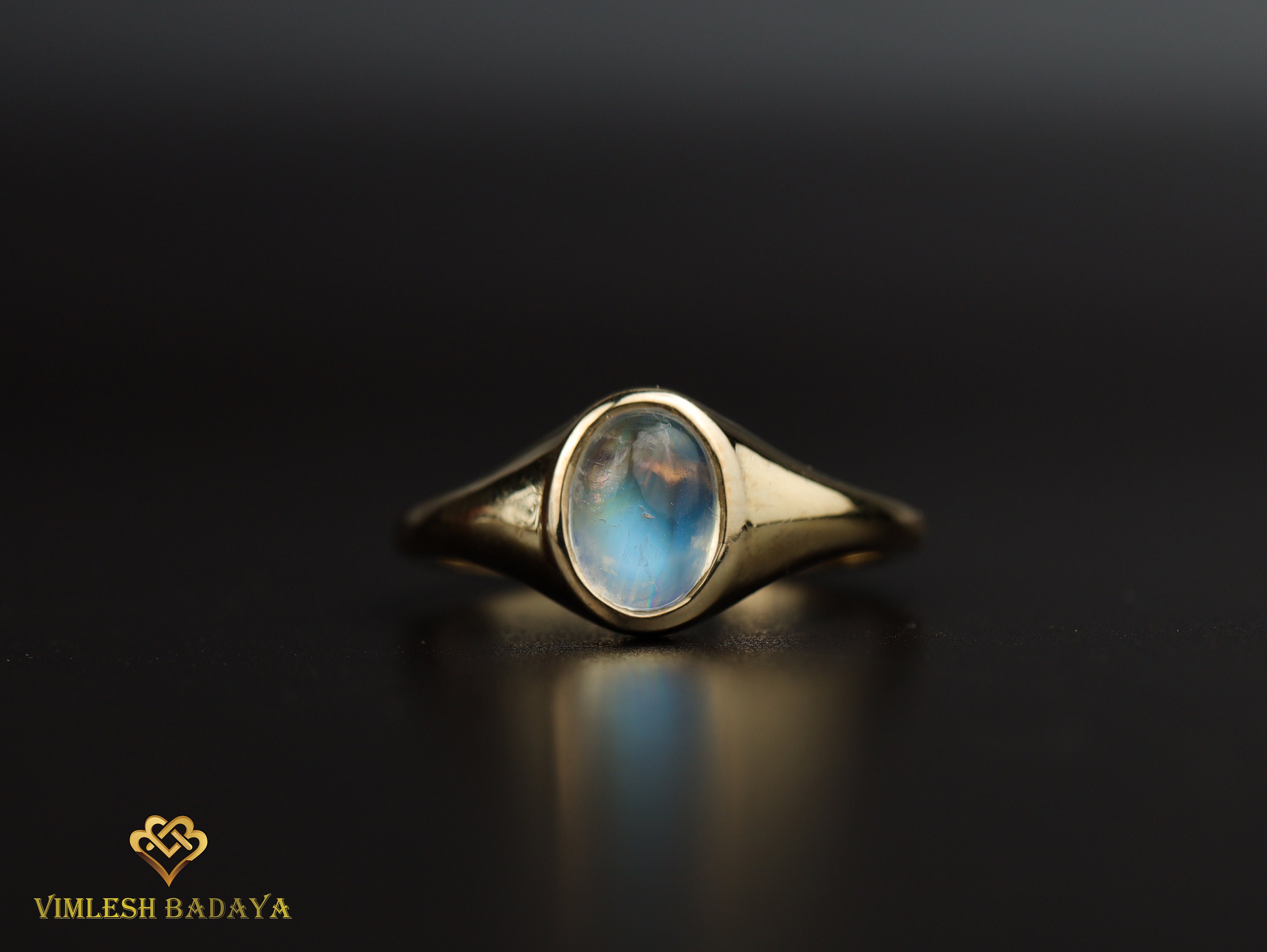 Moonstone Signet Ring Signet Ring Statement Ring Silver Rainbow