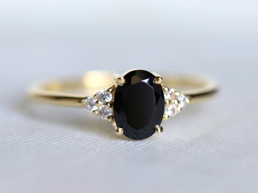 Black Diamond Ring Gold Black Diamond Ring Black Diamond - Etsy