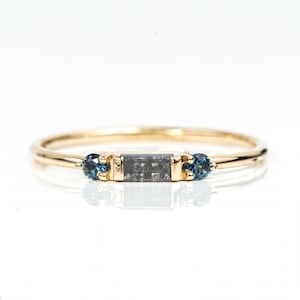Montana Sapphire Stacking Ring: Salt & Pepper Diamond, 14K Gold