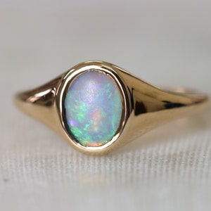 Australian Opal Ring Opal Ring Gold Signet Ring Fire Opal - Etsy