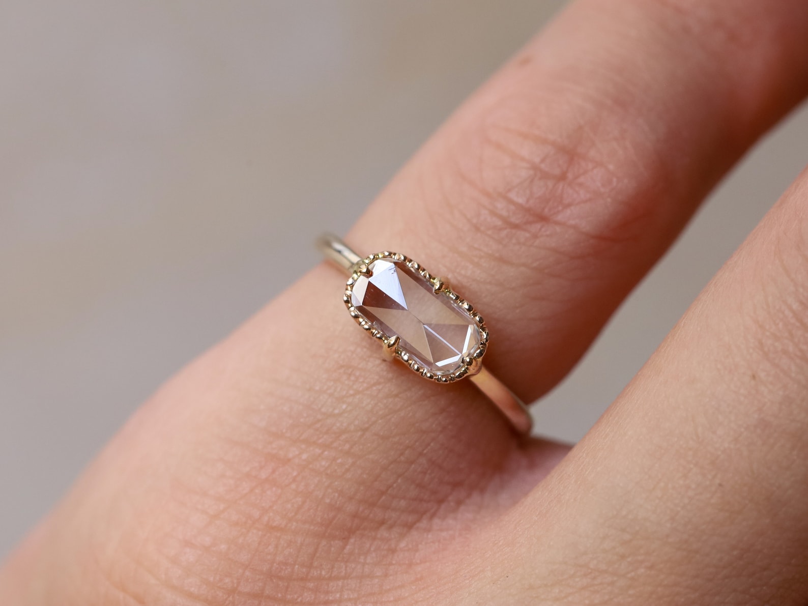 Rose Cut Diamond Engagement Ring White Diamond Ring Rose Cut Etsy