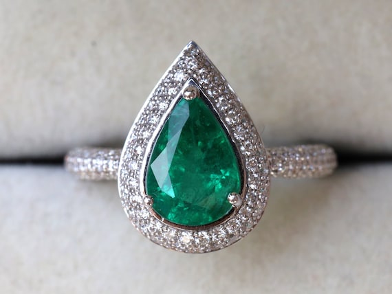 Antique Natural Emerald Engagement Ring/verlobungsring Green - Etsy