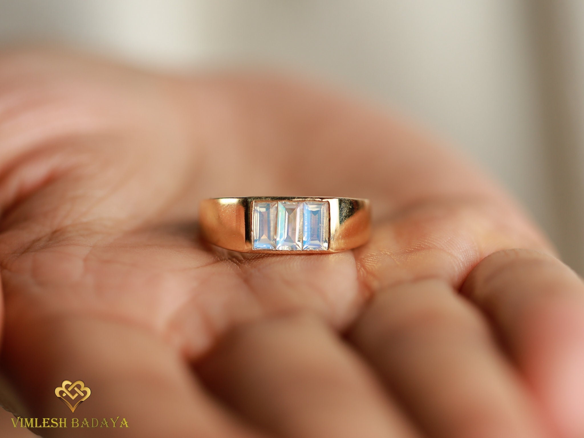 Moonstone baguette ring deals