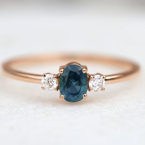 Montana Sapphire Engagement Ring | Solid Gold Diamond Accent